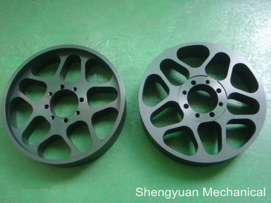 Al6061 ดำ Anodize ชิ้นส่วน Precision เปิดขนาดใหญ่ Chromira กลองไดรฟ์ Pully