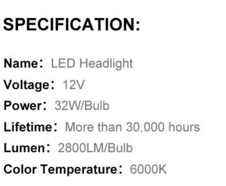 รถยนต์ / อะไหล่รถยนต์ H1 LED ไฟ 32W 2800LM 6000K สีขาวไฟหน้า