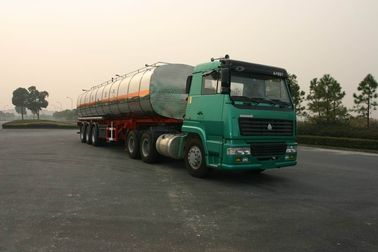 42000 ลิตรของเหลวถังรถบรรทุก 3 เพลาเคมี Semi-Trailer เหล็กอลูมิเนียม