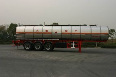 42000 ลิตรของเหลวถังรถบรรทุก 3 เพลาเคมี Semi-Trailer เหล็กอลูมิเนียม